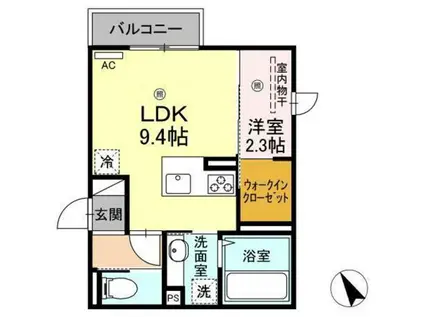 D-ROOM舟入南(1LDK/1階)の間取り写真