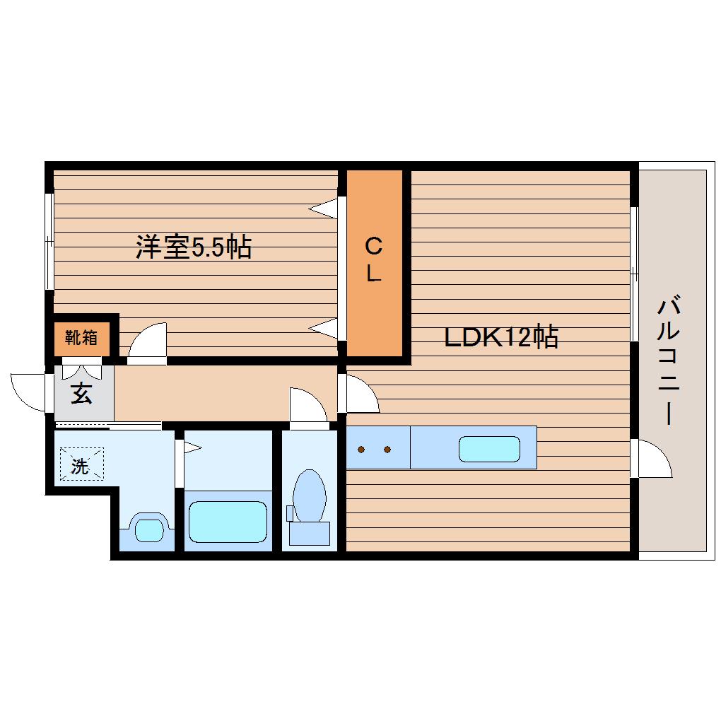 HAUSEA小松島(1LDK/1階)の間取り写真