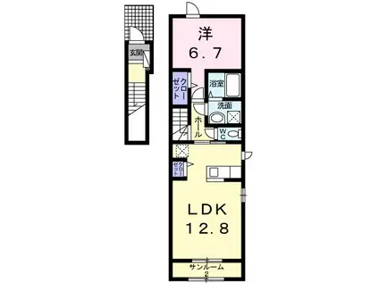 ＪＲ奥羽本線 横手駅 バス乗車時間：13分 最寄りバス停で下車 徒歩3分 2階建 築6年(1LDK/2階)の間取り写真