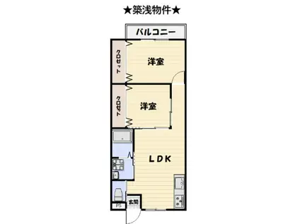 LIKE三里塚(2LDK/3階)の間取り写真