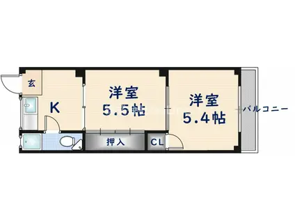 寿マンション(2K/1階)の間取り写真