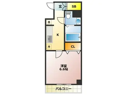 Eラオジア(1K/2階)の間取り写真