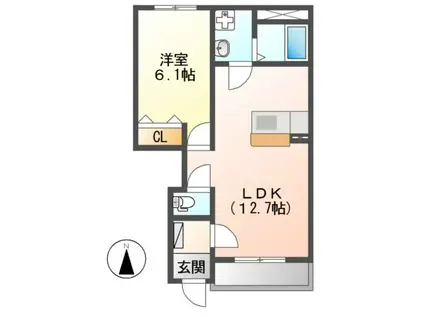 サンノーブル(1LDK/1階)の間取り写真