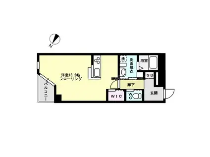 ラクレイス西新レジデンシャルタワー(ワンルーム/24階)の間取り写真