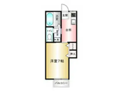 ヒルズKIKKAWA(1K/2階)の間取り写真