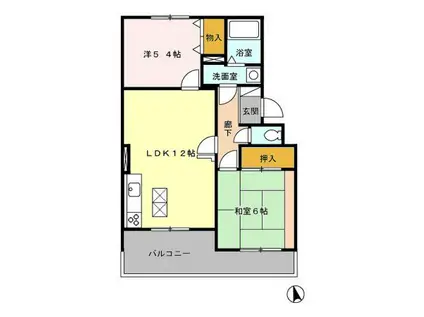 エスポワール東大和(2LDK/1階)の間取り写真