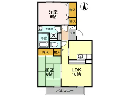 フレンドコーポ(2LDK/1階)の間取り写真