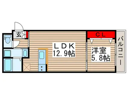 CIEL天王台(1LDK/1階)の間取り写真