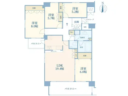 ハウスソラーナ(4LDK/6階)の間取り写真