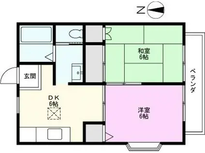 コーナスアベニューA(2DK/1階)の間取り写真