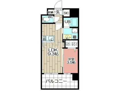 THE SQUARE URBAN RESIDENCE(1LDK/5階)の間取り写真