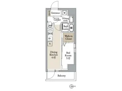 グランカーサ住吉II(1DK/2階)の間取り写真