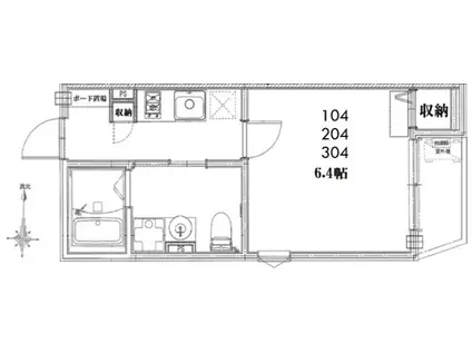 ベルメント袖ケ浜(1K/1階)の間取り写真