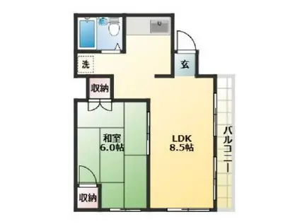 石田コーポ(1LDK/5階)の間取り写真