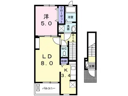 アビターレ(1LDK/2階)の間取り写真