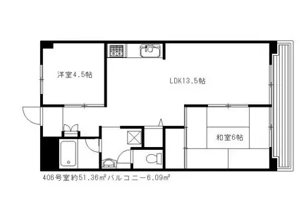 上鷺ロイヤルハイツ(2LDK/4階)の間取り写真