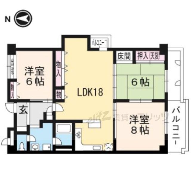 ベラディールI(3LDK/3階)の間取り写真