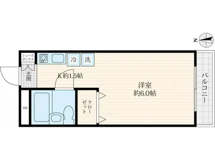 メゾン・ド・ヴェルヴィア(ワンルーム/3階)の間取り写真