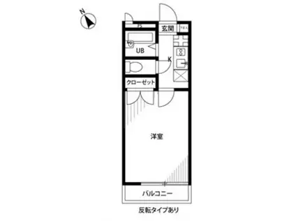 アンプルールフェールヒルサイドステージ(1K/1階)の間取り写真