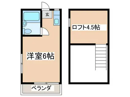 ハイムハーバー(ワンルーム/2階)の間取り写真