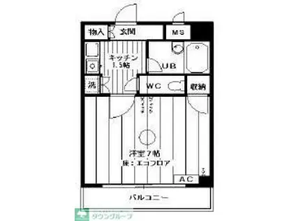 KFビル(1K/4階)の間取り写真