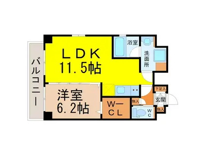 GRATION(1LDK/6階)の間取り写真
