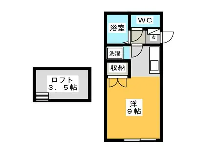 ル・レーブ古川(ワンルーム/2階)の間取り写真