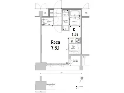 エンクレスト博多GATE(1K/13階)の間取り写真