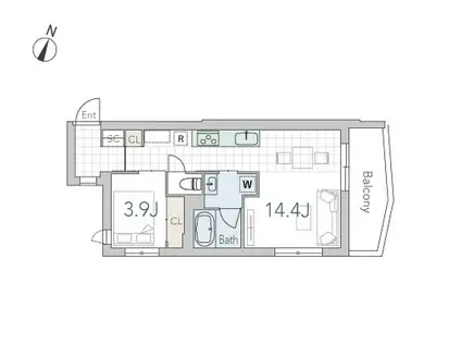 GRANDUO学芸大学3(1LDK/4階)の間取り写真