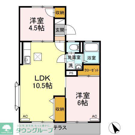 グリーンハイツ(2LDK/1階)の間取り写真