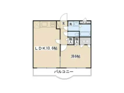 マリベールFK二葉(1LDK/1階)の間取り写真