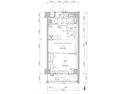 RELUXIA森下II(1LDK/5階)の間取り写真