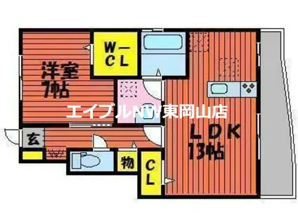 フローレン C棟(1LDK/1階)の間取り写真