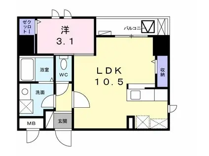 アクアセゾン(1LDK/3階)の間取り写真