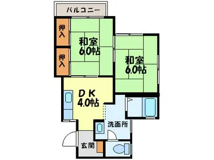 ドミール江里I(2DK/1階)の間取り写真