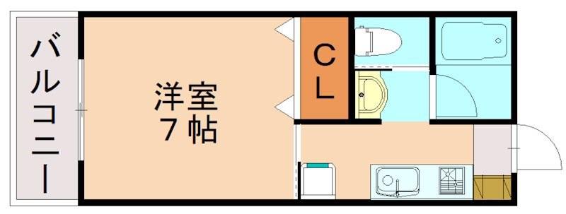 ラリーグラス22(1K/1階)の間取り写真