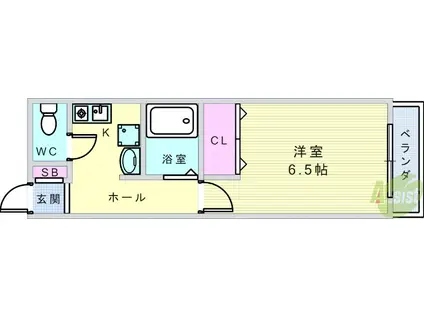 クローバーハイツ豊島(1K/4階)の間取り写真