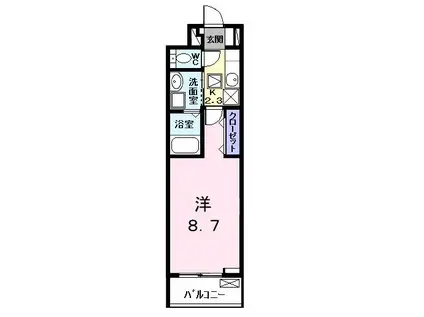 エスポワールII(1K/1階)の間取り写真