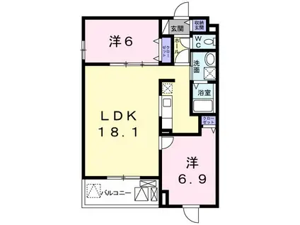 アレグリア 3番館(2LDK/3階)の間取り写真