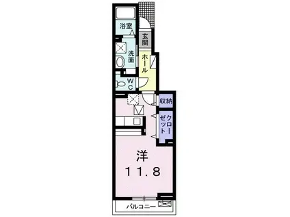 エスカーザ(ワンルーム/1階)の間取り写真