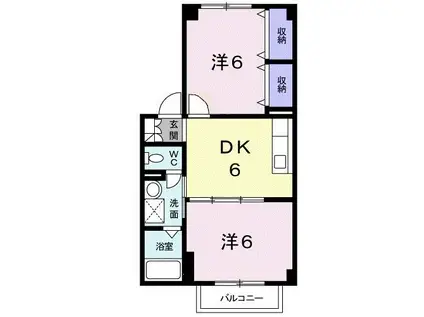 アパルトマン中央(2DK/1階)の間取り写真