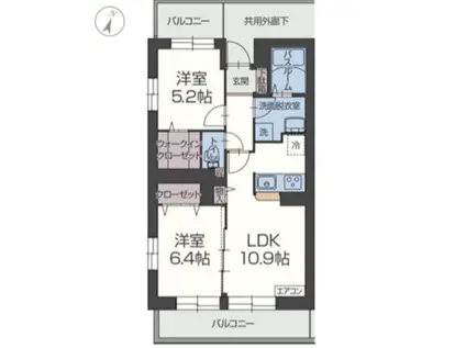 フラン シエロ(2LDK/5階)の間取り写真