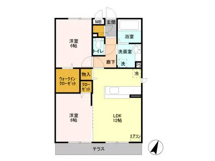 ポッソ ヴィラージュ(2LDK/1階)の間取り写真