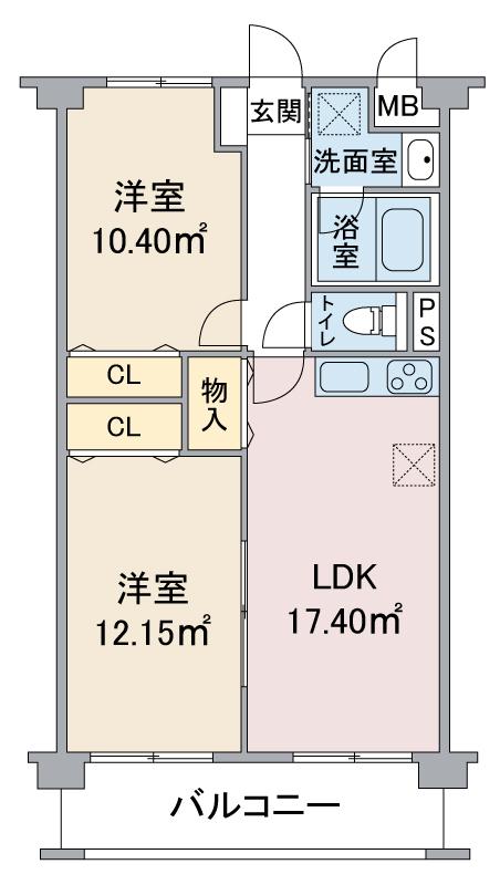 レージュ竹の山(2LDK/2階)の間取り写真