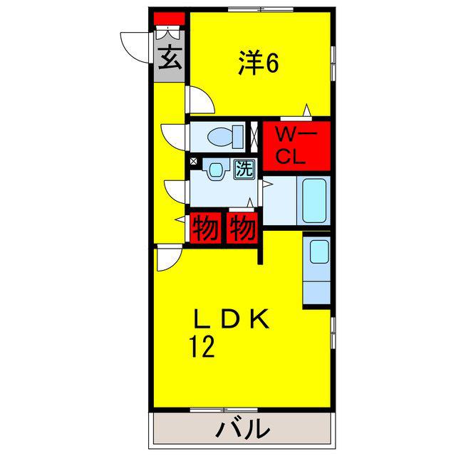 ジェンティーレヤマザキ(1LDK/3階)の間取り写真