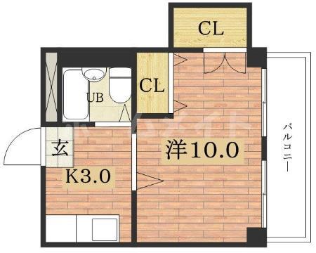 山崎第5マンション(1K/2階)の間取り写真