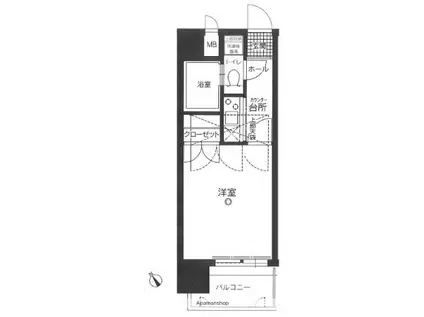 エステートモア博多グランA・B棟(1K/2階)の間取り写真