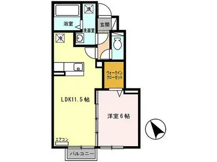 グレイスコート(1LDK/1階)の間取り写真