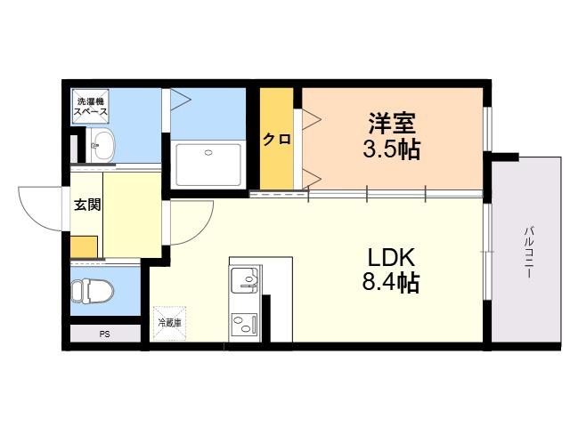 ROBOT HOME箱崎宮前(1LDK/2階)の間取り写真