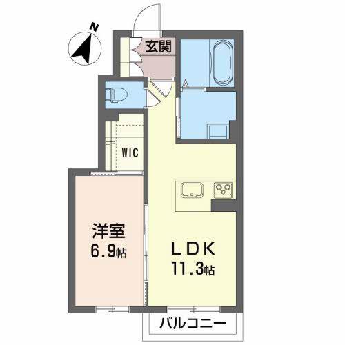 メゾンリバレイン(1LDK/1階)の間取り写真